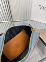 Saint Laurent Women’S Blue Mini Lou Denim Camera Bag 23Cm - Image 6