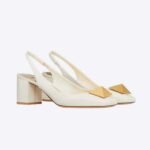 Valentino One Stud Patent-Leather Slingback Pump White