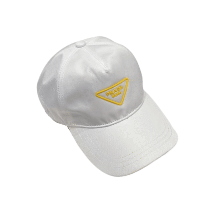 Prada Yellow Logo Baseball Cap White
