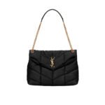 Saint Laurent Puffer Medium In Leather Gold Hardware Black 35cm 5774751EL071000