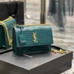 Saint Laurent Sunset Medium In Crocodile Embossed Leather Dark Green 22cm 442906DND0J3144 - Image 2