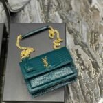 Saint Laurent Sunset Medium In Crocodile Embossed Leather Dark Green 22cm 442906DND0J3144 - Image 4