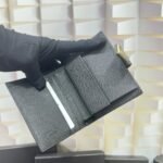 Prada Saffiano Leather Vertical Short Wallet Flap Triangle Logo Black 10Cm - Image 9