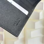 Prada Saffiano Leather Vertical Short Wallet Flap Triangle Logo Black 10Cm - Image 8