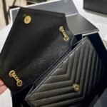 Saint Laurent Cassandre Matelassé Leather Flap Bag Black 24Cm - Image 9