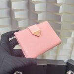 Prada Saffiano Leather Vertical Short Wallet Flap Triangle Logo Pink 10Cm - Image 4