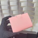 Prada Saffiano Leather Vertical Short Wallet Flap Triangle Logo Pink 10Cm - Image 3