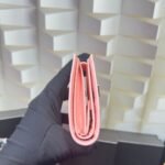 Prada Saffiano Leather Vertical Short Wallet Flap Triangle Logo Pink 10Cm - Image 10