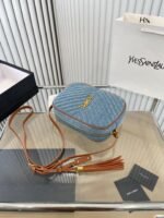 Saint Laurent Women’S Blue Mini Lou Denim Camera Bag 23Cm - Image 8