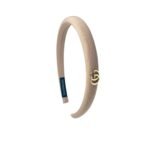 Gucci Small Gg Headband With Gold Hardware In Beige