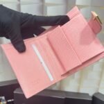 Prada Saffiano Leather Vertical Short Wallet Flap Triangle Logo Pink 10Cm - Image 8