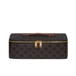 Celine Medium Toiletry Case In Triomphe Canvas And Top Handle Bag 28Cm
