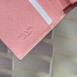 Prada Saffiano Leather Vertical Short Wallet Flap Triangle Logo Pink 10Cm - Image 7