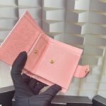 Prada Saffiano Leather Vertical Short Wallet Flap Triangle Logo Pink 10Cm - Image 6