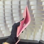 Prada Saffiano Leather Vertical Short Wallet Flap Triangle Logo Pink 10Cm - Image 5