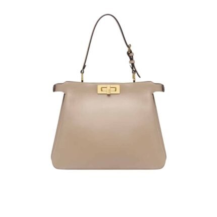 Fendi Peekaboo Soft Medium Leather Bag Dove Grey 33Cm