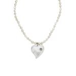 Gucci Interlocking G Heart Necklace In Palladium Tone Metal