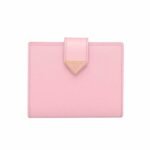 Prada Saffiano Leather Vertical Short Wallet Flap Triangle Logo Pink 10Cm