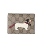 Gucci Gg Mini Wallet With Dog Detail Beige And Dark Brown 11Cm