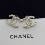 Chanel Cc Crystal Pearl Silver Earrings - Image 5