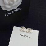 Chanel Cc Crystal Pearl Silver Earrings - Image 2
