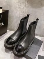 Chanel Short Boots Matte Leather Black - Image 3