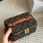 Celine Small Toiletry Case In Triomphe Canvas And Top Handle Bag 16Cm - Image 2