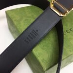 Gucci Black Belt With Square Gold Buckle And Bee Star 35Mm - Image 6