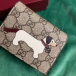 Gucci Gg Mini Wallet With Dog Detail Beige And Dark Brown 11Cm - Image 3