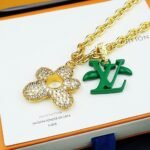 Louis Vuitton Lv Blooming Necklace Gold With Green M01867 - Image 4