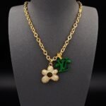 Louis Vuitton Lv Blooming Necklace Gold With Green M01867 - Image 2
