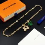 Louis Vuitton Lv Blooming Necklace Gold With Green M01867 - Image 6