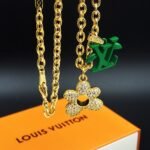 Louis Vuitton Lv Blooming Necklace Gold With Green M01867 - Image 5