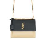 Saint Laurent Sunset Medium Chain Bag In Smooth Leather Bag Beige Black 22Cm 442906D42Ew1089