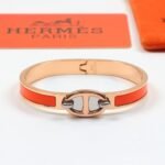Hermes Mini Clic Anchor Chain Bracelet Rose Gold Tone With Orange H209000Fo8Apm - Image 2
