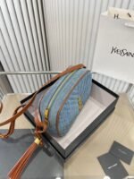 Saint Laurent Women’S Blue Mini Lou Denim Camera Bag 23Cm - Image 10