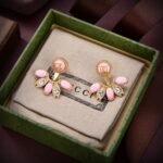 Gucci Interlocking G Single Earrings Gold Tone With Pink - Image 2