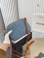 Saint Laurent Women’S Blue Mini Lou Denim Camera Bag 23Cm - Image 9