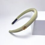 Gucci Small Gg Headband With Gold Hardware In Light Green - Image 2