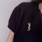 Saint Laurent Ysl Brooch Gold With Stone - Image 6