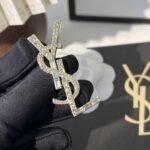 Saint Laurent Ysl Brooch Gold With Stone - Image 5