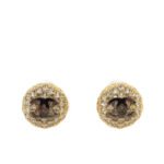 Chanel Cc Button Strass Earrings