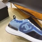 Chanel Neon Denim Lace Up Low Top Trainer Sneaker Blue G37494 Y55237 K2847 - Image 3