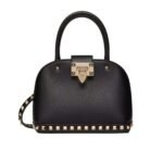 Valentino Garavani Rockstud Handbag In Grainy Black 21Cm