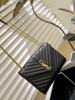 Saint Laurent Cassandre Matelassé Leather Flap Bag Black 24Cm - Image 3