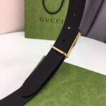 Gucci Black Belt With Square Gold Buckle And Bee Star 35Mm - Image 9