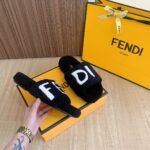 Fendi Fleece Slippers Black - Image 2