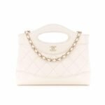 Chanel 24C Mini 31 Clutch With Chain Shiny Calfskin White 24Cm