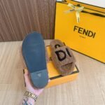 Fendi Fleece Slippers Brown - Image 2