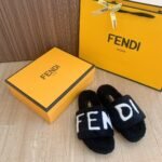 Fendi Fleece Slippers Black - Image 3